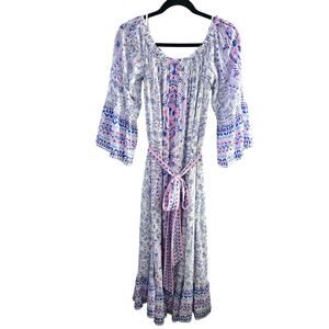 Lilly Pulitzer Off-Shoulder Midi Dress Size Medium – Boho, Resort, Coastal Prep